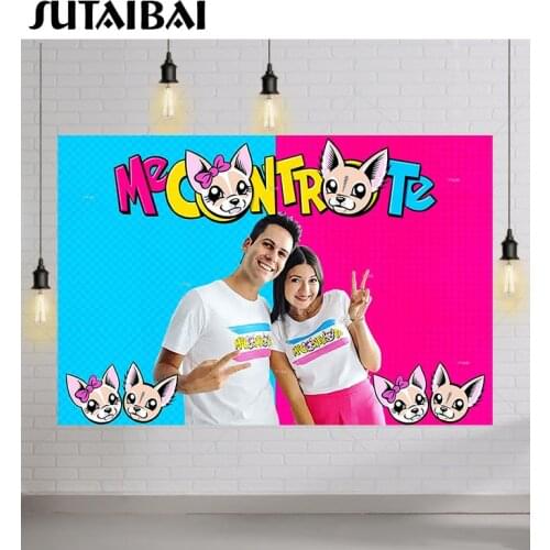 7x5ft Blue Pink ME CONTRO TE Photography Backgrounds Youtube Backdrops Kids Birthday Party Photocall Buon Compleanno Custom