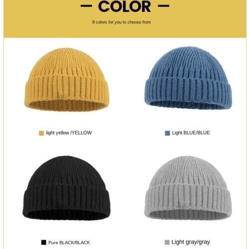 Korean style dome solid color knitted melon hat Autumn And Winter New mens knitted toe cap hat men and women trendy woolen hat