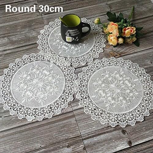 Round 30cm Idyllic Polyester-cotton Embroidery Exquisite Placemat Banquet Party Coaster Coffee Table Plate Cover Cloth Pad Mug
