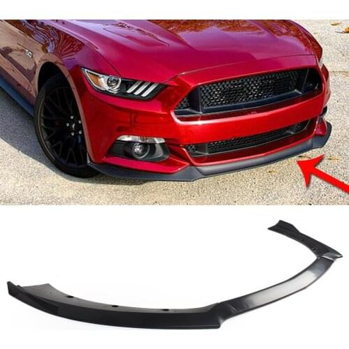 Matte Black Car Front Bumper Lip Spoiler Body Kit ABS Exterior Moulding Trim For Ford Mustang 2015 2016 2017