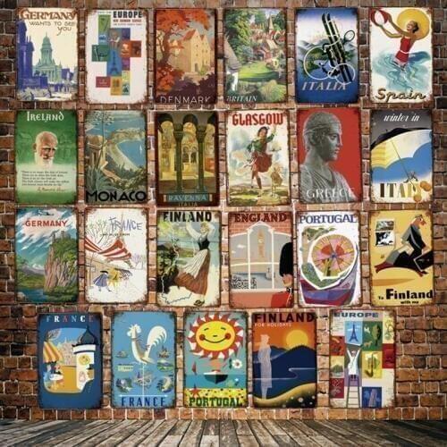[ Mike86 ] France Greece Spain Monago Europe Tin Sign Vintage Museum Retro Iron Painting Poster Art 20*30 CM LT-1951