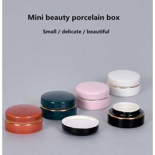 Mini Ceramic Jar Classic Jewelry Box Rouge Jar Ointment Powder Facial Mask Container Small Flat Jar with lid
