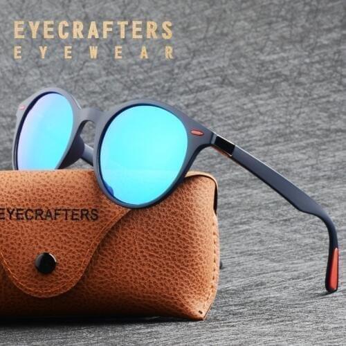 Fashion Eyecrafters Round Retro Driving Mirrored Sunglasses Eyewear Fashion Vintage Mens Womens Polarized Sunglasses UV400 TR90