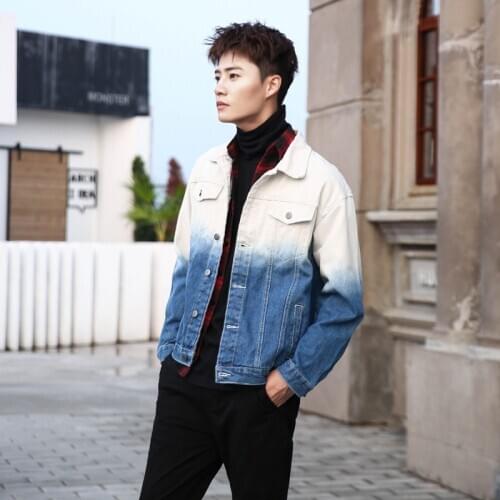 2021 New Spring Tip Dye Denim Cotton Slim Denim Coats Casual Jean Jacket Men