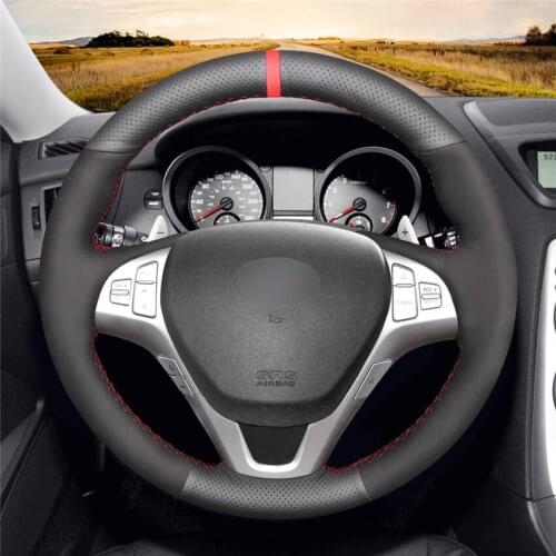 DIY Anti-Slip Wear-Resistant Steering Wheel Cover For Hyundai Genesis Coupe 2010-2016 Car Interior Decoration