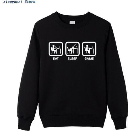 New Fashion Eat Sleep Game Gamer Funny sweatshirts Men Humor Casual Printed College Mens hoodies pullovers Brand Clothing