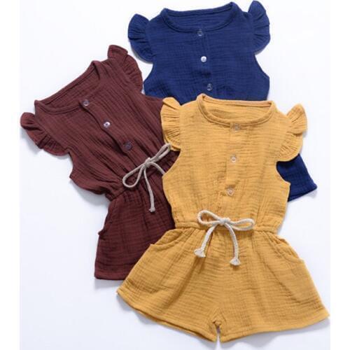 Toddler Girl Clothes Baby Romper Cute Linen Cotton Baby Girl Spring Summer Jumpsuits Outfits Sunsuit Newborn Baby Clothing D1343