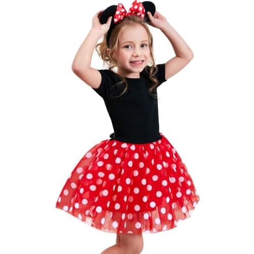 Tutu Girls Dress Sets With Headband Princess Halloween Costume Dresses Polka Dot Dress Cosplay Dress Vestido