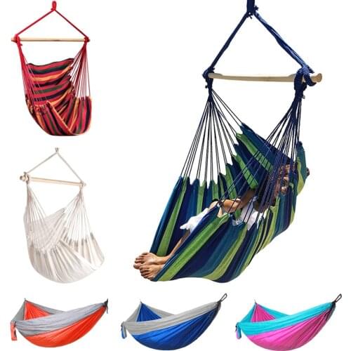 Portable Hanging Hammock Home Bedroom Swing Bed Lazy Chair For Outdoor Swing Travel Camping Canvas Hammock Chairs Dropshipping