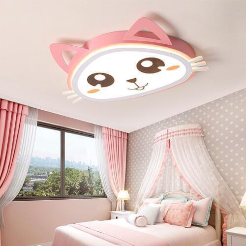 Pink Cartoon cat Modern led Chandeliers ceiling For Childrens room girl Bedroom plafon led Chandelier Lamp light fixtures