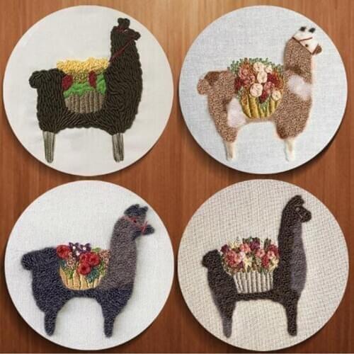 Prettyia Full Range of Embroidery Starter Kits with Pattern - Alpaca Pattern