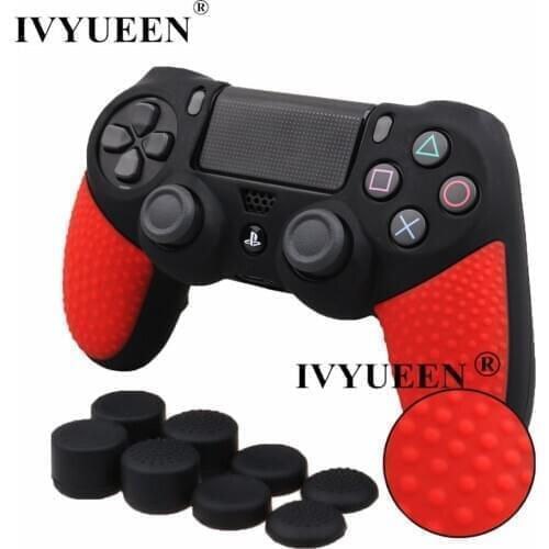 IVYUEEN Anti-Slip Silicone Case Skin for Dualshock 4 PS4 DS4 PRO Slim Controller Protector Cover with Thumb Stick Grips Caps