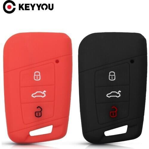 KEYYOU Silicone Key Case Fob Car Remote Protector Cover 3 Buttons For Volkswagen VW Passat Skoda Superb Magotan 2016 2017 2018