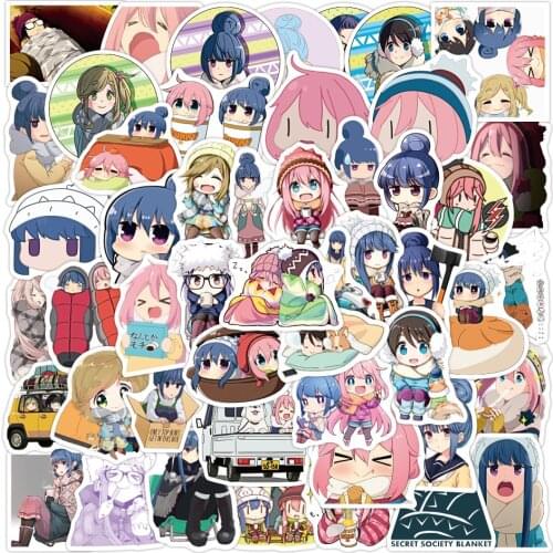 10/50pcs Japanese Anime Swaying Camping Stickers Outdoor Adventure Travel Landscape Suitcase Laptop Bicycle Yuru Camp Sticker