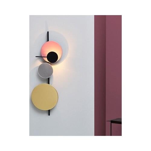 Nordic Loft Multicolor Metal Round Circle Led Wall Lamp Art DIY Style Planet Led Wall Scones Hotel Bedside Decro Indoor Lighting