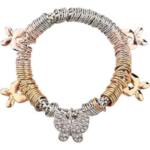 Szelam Luxury Fashion Butterfly Pendant Charm Bracelets Women Brand Famous Crystal Vintage Bangles Woman 2019 New SBR140338
