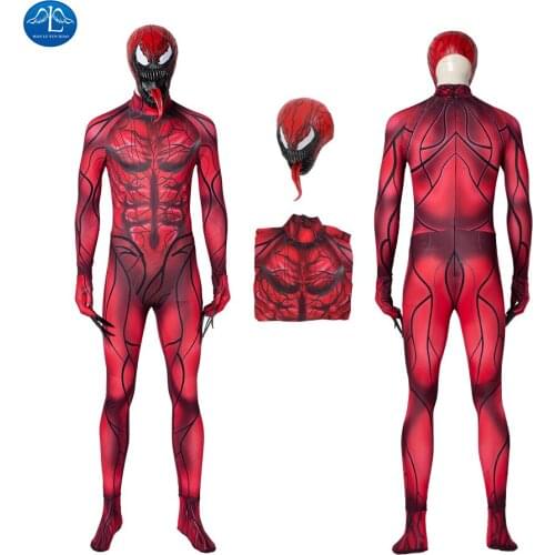 Venom Cosplay Adults Costume Tom Hardy Jumpsuit Red Headgear Mask Halloween Outfit Mens Bodysuit Custom Made Zentai