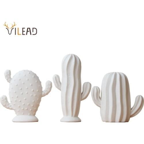 VILEAD Nordic Ceramic Cactus Desktop Decoration European Creative Plant Crafts Office Bedroom Living Room Decoration Accessories