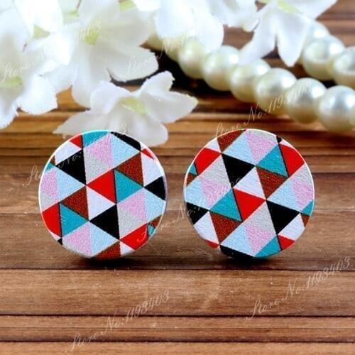 16mm Trigonometry Round High Quality Painted Wood Laser Cut Cabochon to make Rings, Earrings, Bobby pin,Necklaces, Bracelets