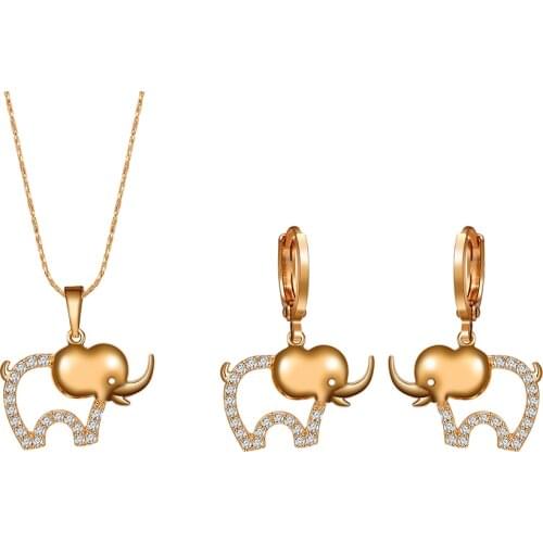 Xuping Jewelry New Arrival Lovely Lucky Elephant Necklace Earrings Jewelry Set for Women Gift