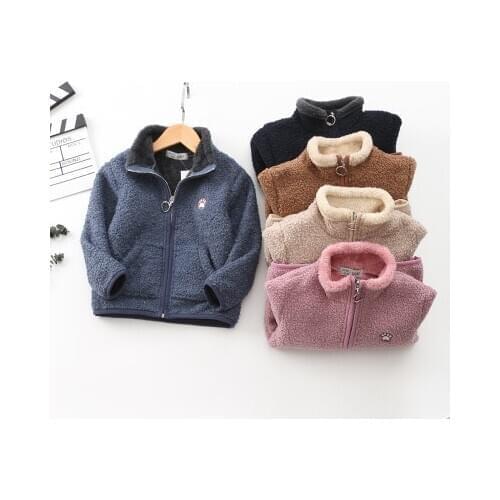 2021 Winter Baby Coat New Double-sided Velvet Cute Zipper Jacket Baby Boys and Girls Korean Woolen Coats Childrens Coats 2-8Y