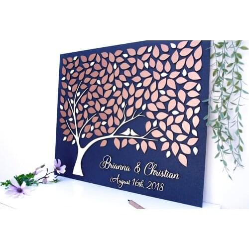 ROSE GOLD Wedding guest book alternative tree wood Custom unique guest book Rustic wedding gift Rustic guest book wooden 3D