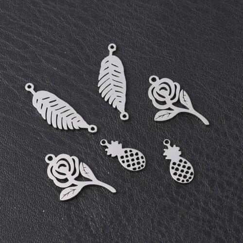10-20pcs Stainless Steel Hollow Plant Flower Leaves Charms Pendant For Jewelry Making Findings DIY Necklace Bracelet Jewelry