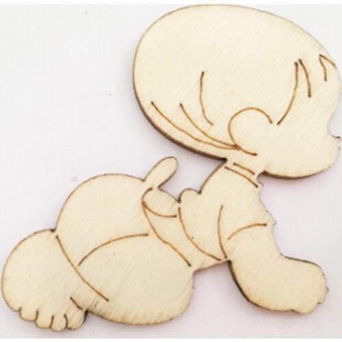 10Pcs Wooden Laser Cut Cute Baby Shape Craft Wedding Guestbook Decoupage Home Wall Decorations Wood Crafts