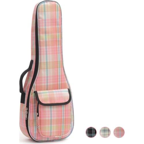 21 inch Ukulele Bag Canvas Plaid Backpack Soprano Ukulele Case Waterproof Bag Accessories QB45