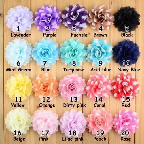 300pcs/lot Wholesales 20 Colors 8cm Glitter Two-Tone Ballerina Chiffon Flowers No Clips DIY girls Hair Accessories MH73