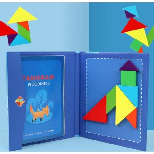 3d Wooden Magnetic Wooden Puzzle Jigsaw Tangram Book Toy Thinking Training Game Baby Montessori Educational Toys for Children