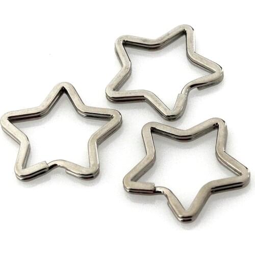 5pcs Metal Heart Star Shape Split Rings Double Loop Keyring Fashion Special Keychain Keys Holder DIY Leather Craft Hardware