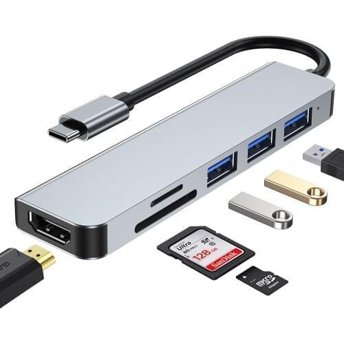 USB HUB C HUB Adapter 6 in 1 USB C to USB 3.0 HDMI-Compatible Dock for MacBook Pro For Nintendo Switch USB-C Type C 3.0 Splitter