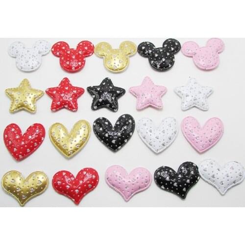 30pcs/lot 4.8cm Mix Style Pu Star Padded Appliques for Children Headwear Hair clip Accessories and Garment Accessories