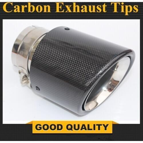 Free Shipping: 114MM Outlet Glossy Carbon Fiber exhaust tip 304 Stainless Steel Universal Muffler tips exhaust pipe