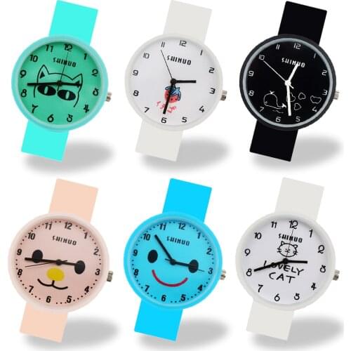 6 Style Ladies Watch for Girls Kids Watches Black White Strap Cartoon Alloy Dial Children Watch Montre Enfant Child Xmas Gift