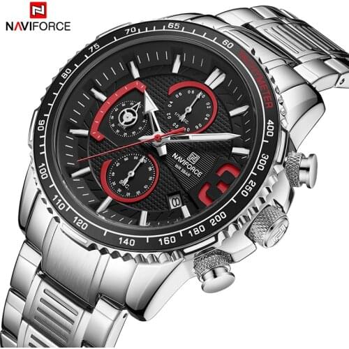 NAVIFORCE Brand Luxury Watch For Men Casual Sports Waterproof Chronograph Quartz Stainless Steel Strap Date Clock Men WristWatch