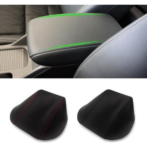 Soft Leather Armrest Cover For Honda Civic 9th Gen 2012 2013 2014 2015 Car Center Control Armrest Box Skin Cover Sticker Trim