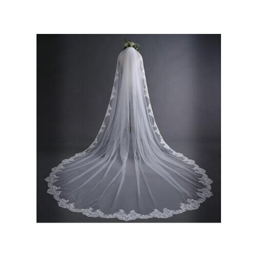 3m long Lace Edge bride veil Cathedral Wedding Veil 1 Layer wedding Accessorie cathedral wedding veil
