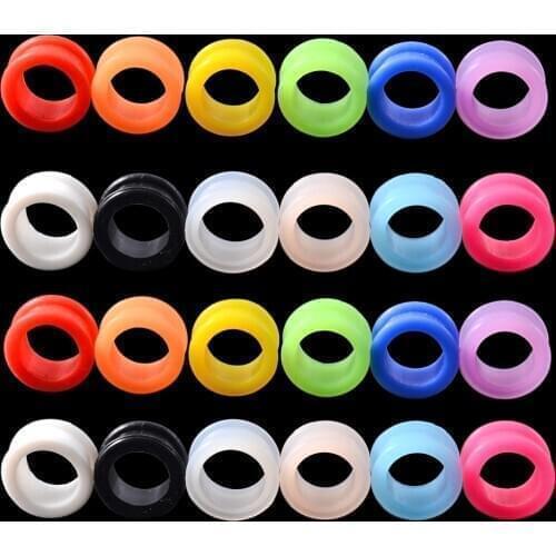 24PCS Flexible Silicone Flexible Skin Ear Tunnels Plugs Mix Color Earlet Gauges Expander Piercing Earrings Body Jewelry Earlets