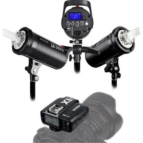 Godox 3x DE300II 300Ws + X1 Transmitter Trigger 2.4G Wireless Studio Flash Light Lighting Kit Photo Strobe 300W Lamp Head Set
