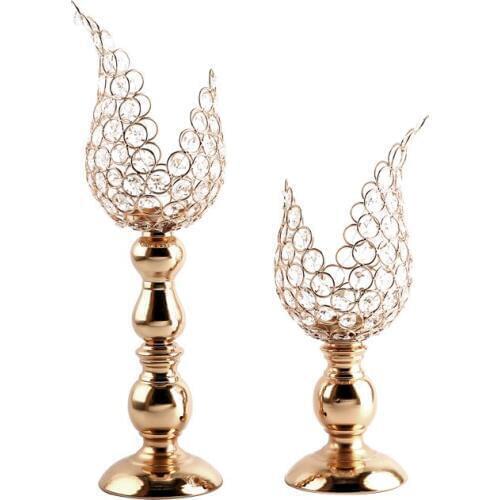 Crystal Tealight Candle Holders Coffee Dining Table Centerpieces Metal Candlesticks Stand Wedding Christmas Halloween Decoration