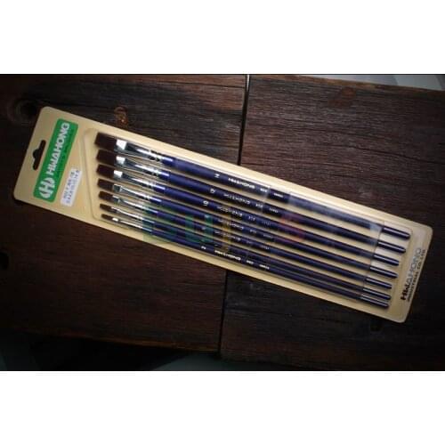 HWAHONG Artist Oil Acrylic Paint Brush Flat Flat Brush 802 1Set (7ea Brushes),Synthetic Fiber,Sizes No. 2,4,6,8,10,12,14