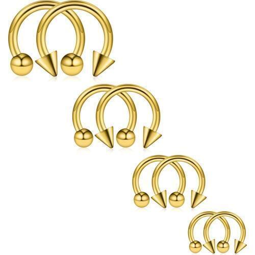 JFORYOU 8PCS 14G Surgical Steel Nose Septum Horseshoe Hoop Earring Eyebrow Tragus Lip Piercing Balls &Spikes 8-14mm