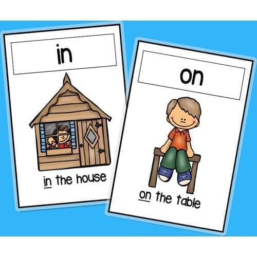 14Pcs English Flash Cards Preposition Early Educational Word Picture Cognitive Cards Kindergarten English Teacher Teaching Aids
