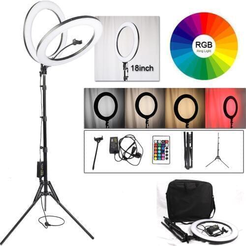 18 INCH Dimmable Photography Lighting RGB LED Ring Light Bi-color 3200-5600K 544pcs LED Ring Lamp For Camera Photo Studio Phone