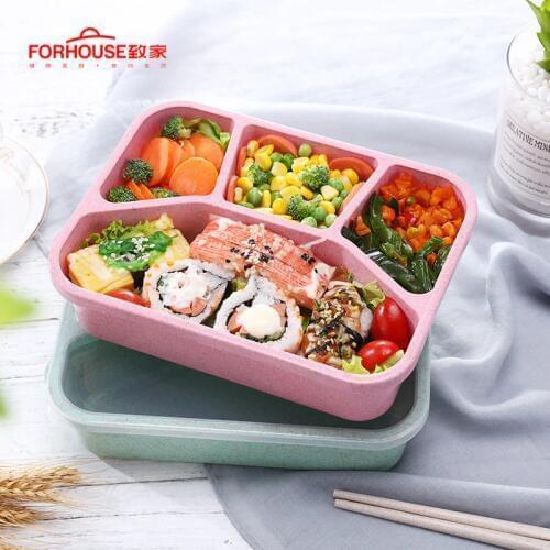 4 grid 1400ml lunch Box Microwavable Bento Box Leak-Proof Portable PP Food Container Storage Box for Kids Large Size