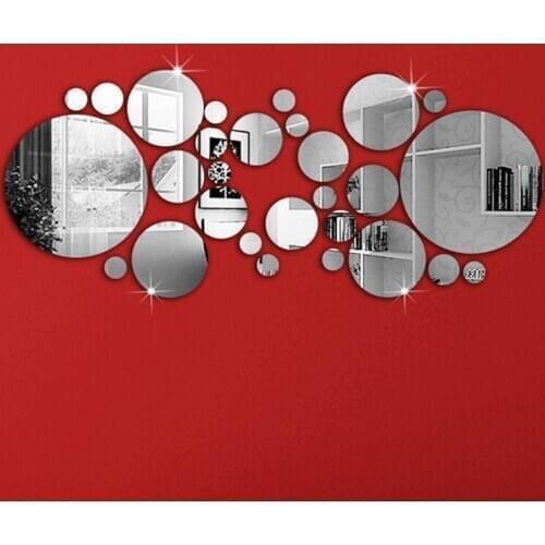 Round crystal mirror wall sticker acrylic three-dimensional environmental protection wall decals home bedroom living room decor