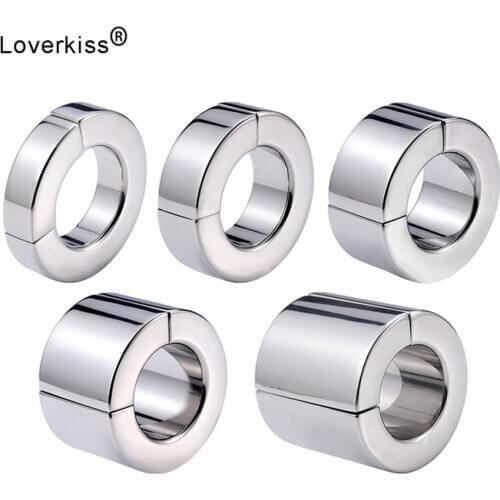 Metal Ball Stretcher Scrotum Pendant Restraint Ring Weight Penis Bondage Scrotum Magmetic Lock Traning Ring 5 Size For Men
