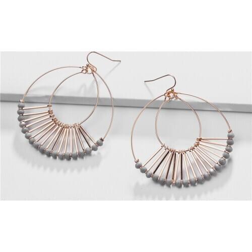 Layering Crystal Beads Water Drop Statement Earrings for Women